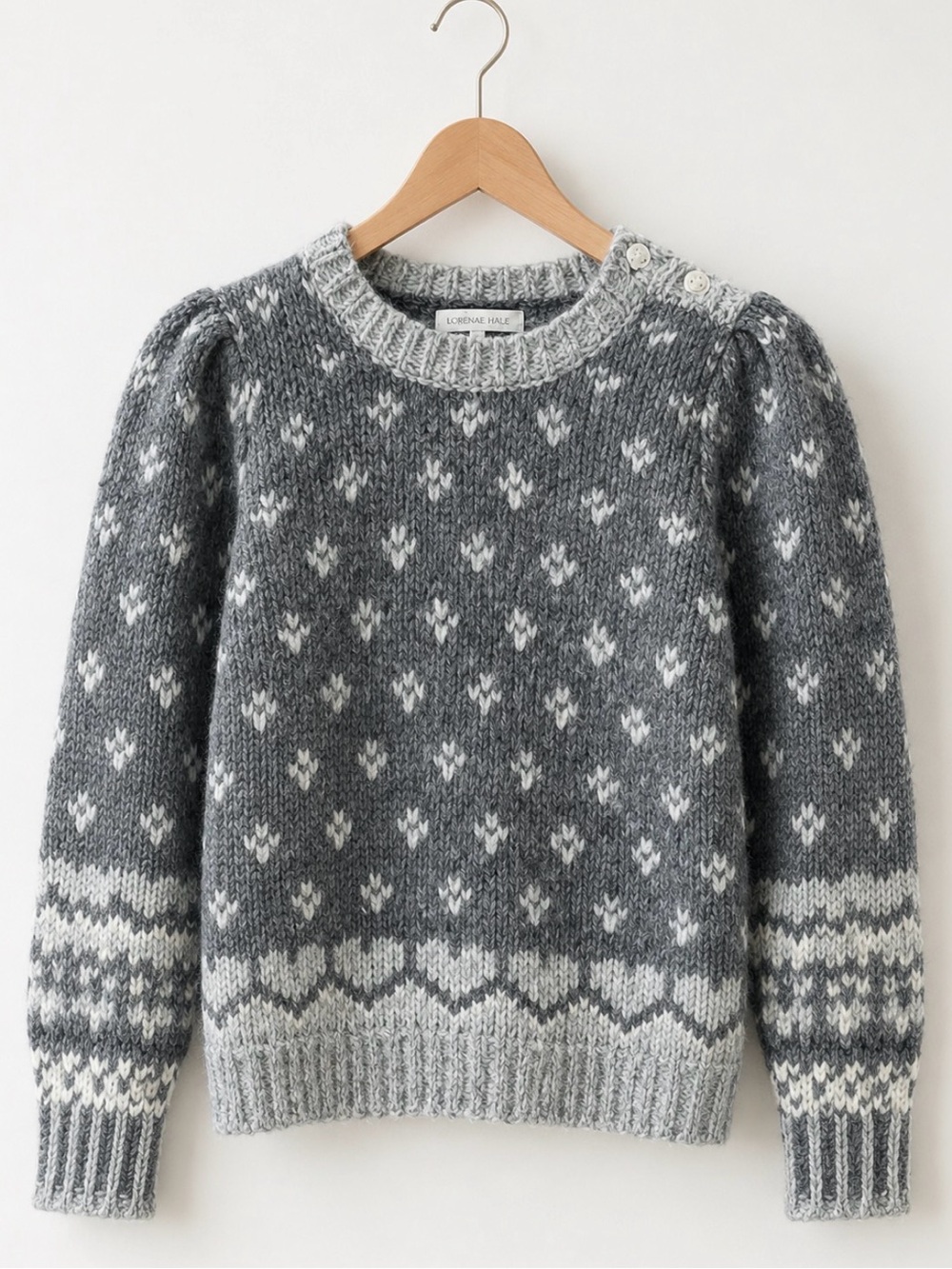Loveshackfancy Rosie alpaca grey love heart sweater